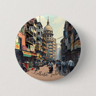 Keepsaké Souvenir för centrala Kolkata, Indien Knapp