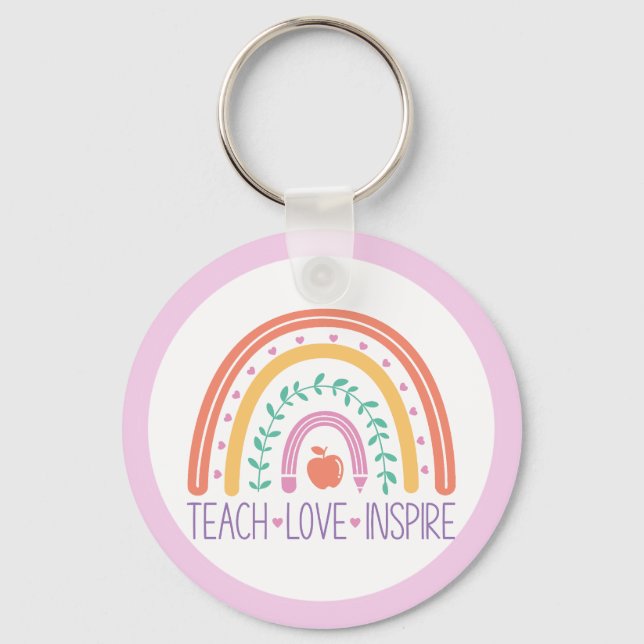 Keepsaké Teach Kärlek Inspire Rainbow Keychain Nyckelring (Framsida)