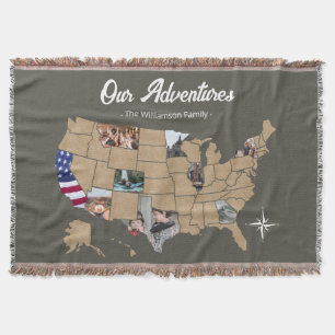 KeepsakeFamily Travel USA Photo Collage Throw Bla Filt