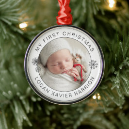 Keepsaki Baby första julfoto Julgransprydnad Metall