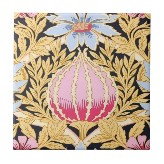 Keepsaky Ceramic Tile - Art nouveau Blommönstret Kakelplatta (Framsidan)
