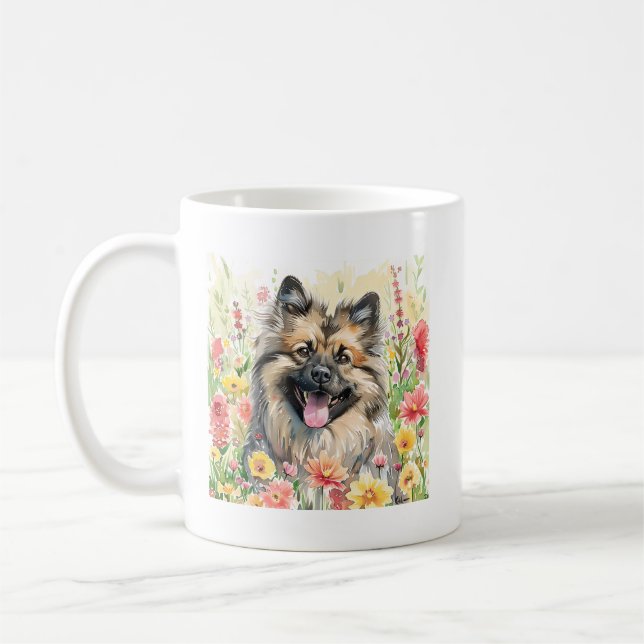 Keeshond Akvarellmugg Kaffemugg (Vänster)