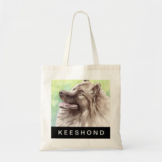 Keeshond akvarellporträtt tygkasse (Framsidan)