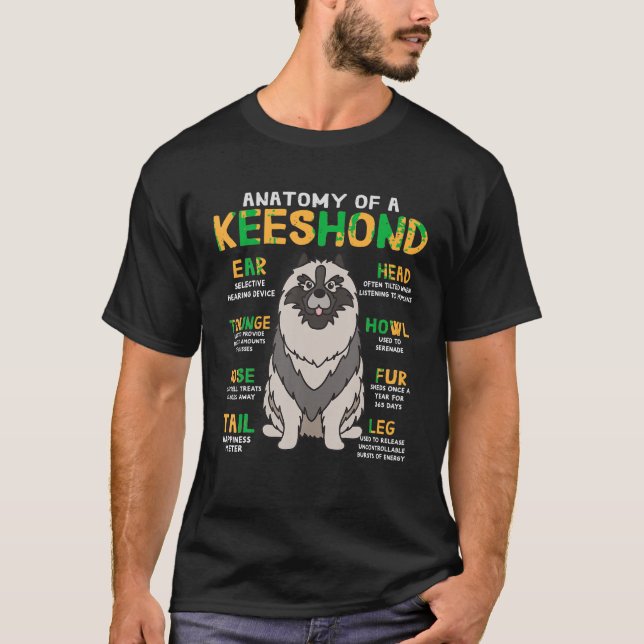 Keeshond Anatomy Rolig hund Morsa Pappa Gift T Shi T Shirt (Framsida)