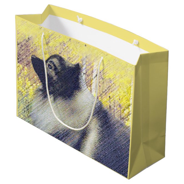 Keeshond Aspen-målning - Cute Original Hund Art (Baksidan Vinklad)