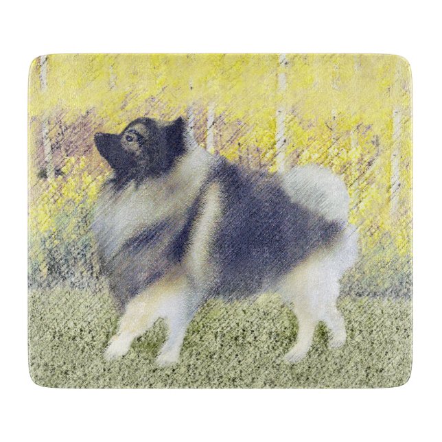 Keeshond Aspen-målning - Cute Original Hund Art (Framsidan)