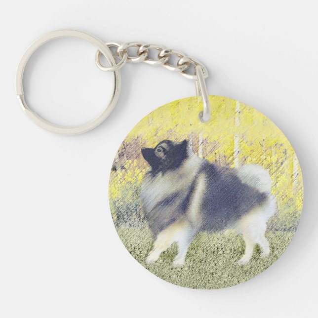 Keeshond Aspen-målning - Cute Original Hund Art (Framsidan)