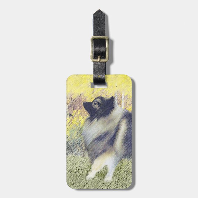 Keeshond Aspen-målning - Cute Original Hund Art Bagagebricka (Vertikal Framsida)