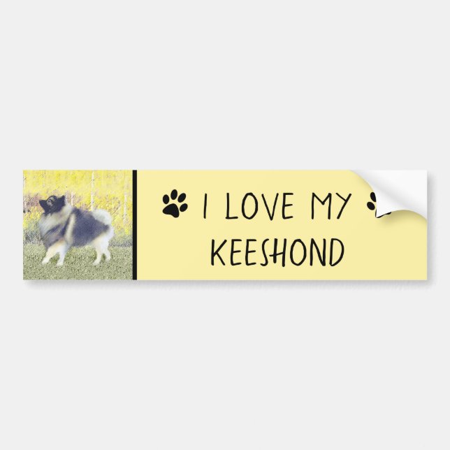 Keeshond Aspen-målning - Cute Original Hund Art Bildekal (Framsidan)