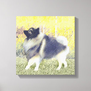 Keeshond Aspen-målning - Cute Original Hund Art Canvastryck