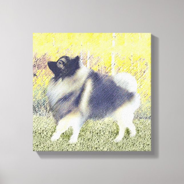 Keeshond Aspen-målning - Cute Original Hund Art Canvastryck (Framsida)