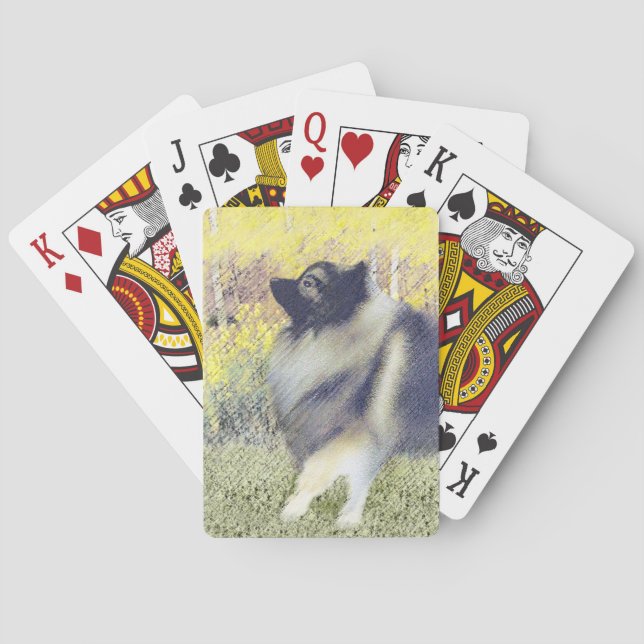 Keeshond Aspen-målning - Cute Original Hund Art Casinokort (Baksidan)