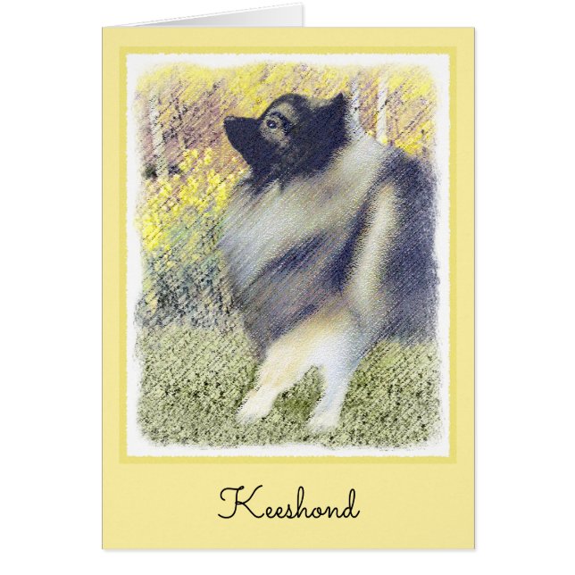 Keeshond Aspen-målning - Cute Original Hund Art Hälsningskort (Framsidan)