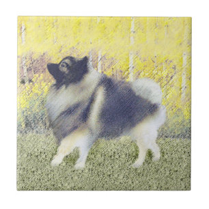 Keeshond Aspen-målning - Cute Original Hund Art Kakelplatta