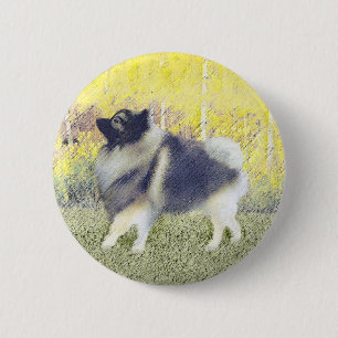 Keeshond Aspen-målning - Cute Original Hund Art Knapp