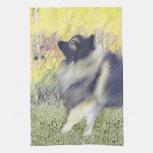 Keeshond Aspen-målning - Cute Original Hund Art Kökshandduk