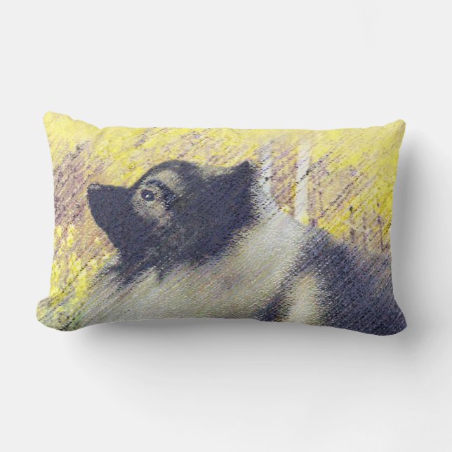 Keeshond Aspen-målning - Cute Original Hund Art Lumbarkudde (Framsida)
