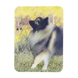 Keeshond Aspen-målning - Cute Original Hund Art Magnet