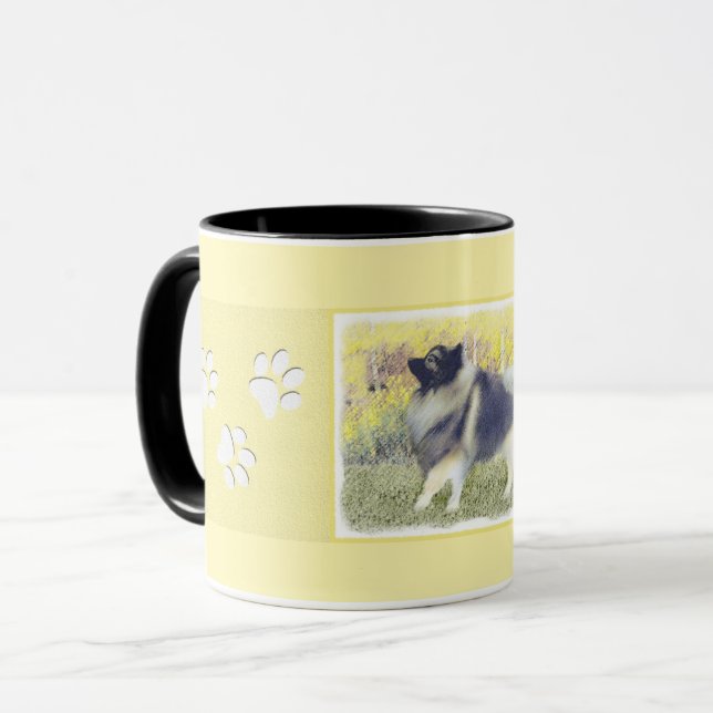 Keeshond Aspen-målning - Cute Original Hund Art Mugg (Framsida vänster)