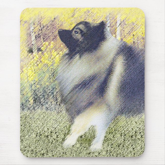 Keeshond Aspen-målning - Cute Original Hund Art Musmatta (Framsidan)