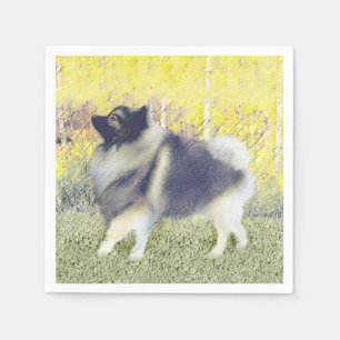 Keeshond Aspen-målning - Cute Original Hund Art Pappersservett