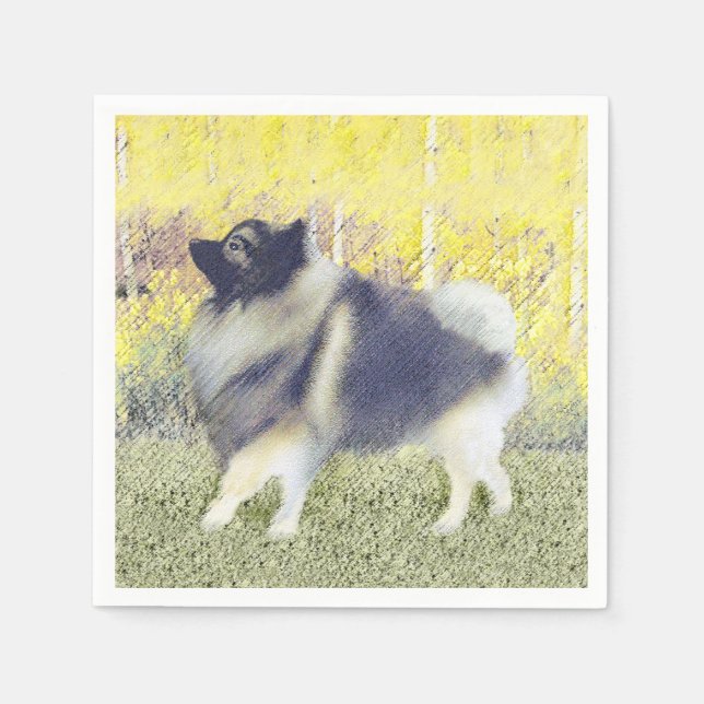 Keeshond Aspen-målning - Cute Original Hund Art Pappersservett (Framsidan)