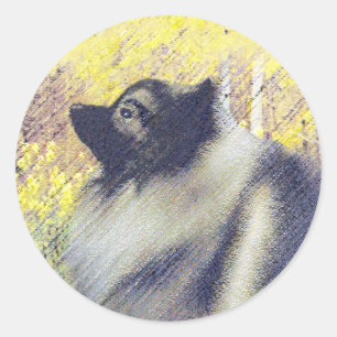 Keeshond Aspen-målning - Cute Original Hund Art Runt Klistermärke