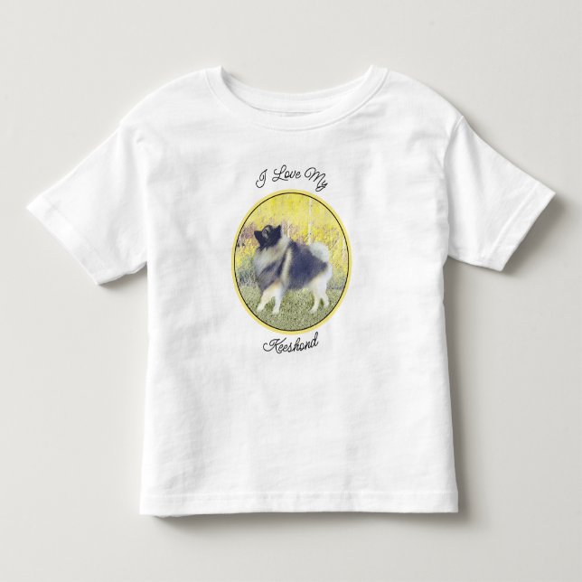Keeshond Aspen-målning - Cute Original Hund Art T Shirt (Framsida)