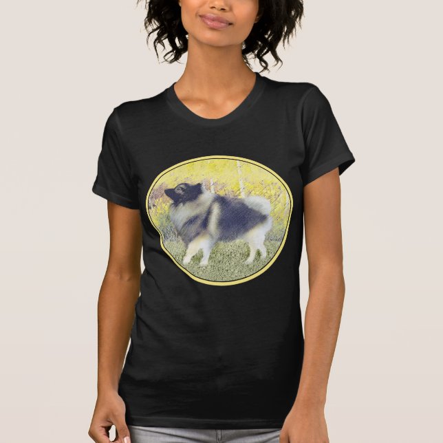 Keeshond Aspen-målning - Cute Original Hund Art T Shirt (Framsida)