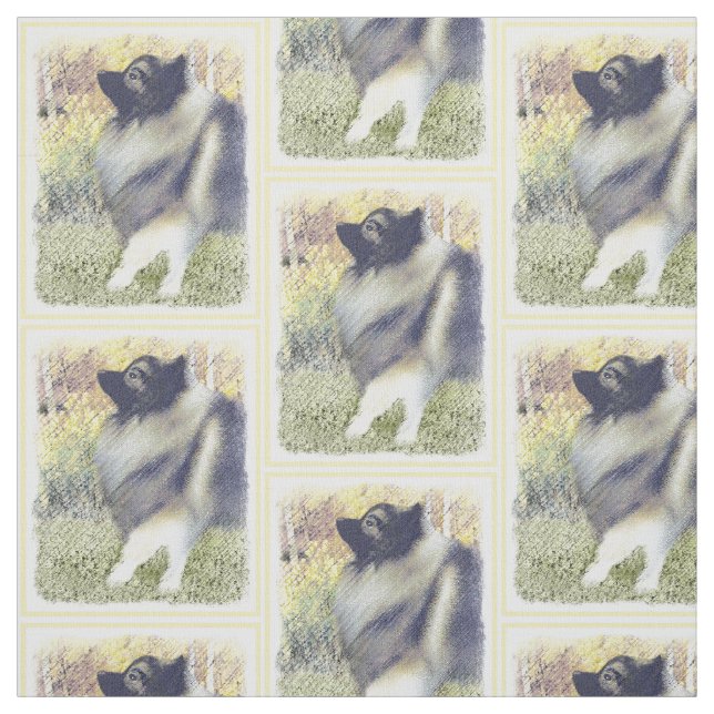 Keeshond Aspen-målning - Cute Original Hund Art Tyg (Provkarta)