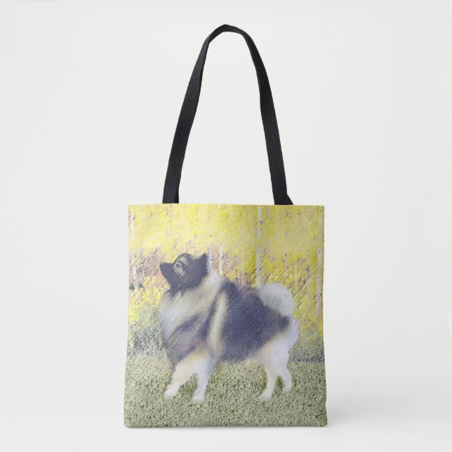 Keeshond Aspen-målning - Cute Original Hund Art Tygkasse (Framsida)