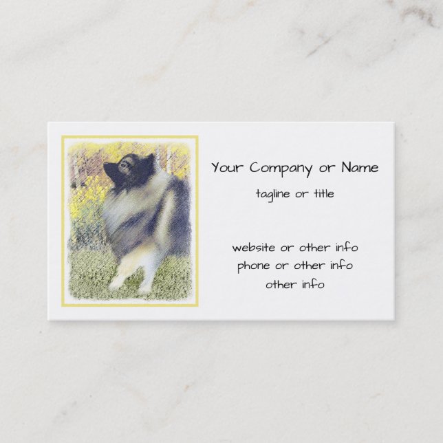Keeshond Aspen-målning - Cute Original Hund Art Visitkort (Framsida)