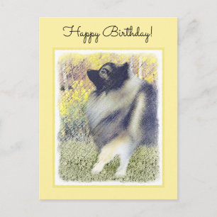 Keeshond Aspen-målning - Cute Original Hund Art Vykort