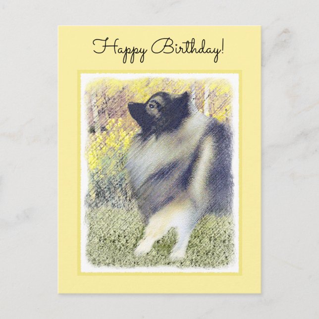Keeshond Aspen-målning - Cute Original Hund Art Vykort (Framsida)