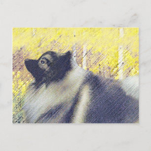 Keeshond Aspen-målning - Cute Original Hund Art Vykort