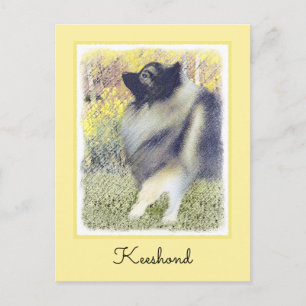 Keeshond Aspen-målning - Cute Original Hund Art Vykort