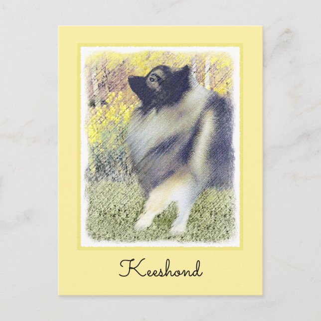 Keeshond Aspen-målning - Cute Original Hund Art Vykort (Framsida)