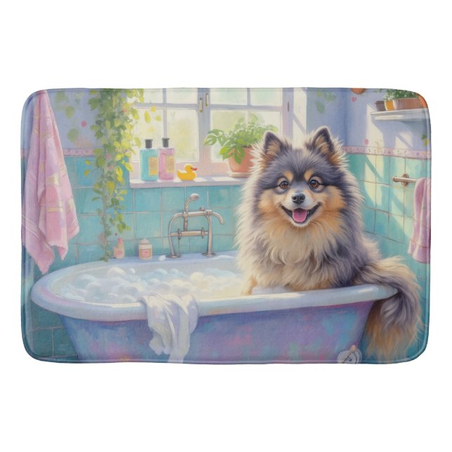 Keeshond badtid Fluffig badrumsdekor Badrumsmatta (Framsidan)