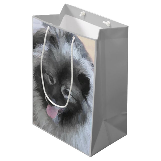 Keeshond Bailey Painting - Cute Original Hund Art (Framsidan Vinklad)