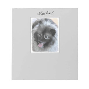 Keeshond Bailey Painting - Cute Original Hund Art Anteckningsblock