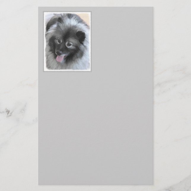 Keeshond Bailey Painting - Cute Original Hund Art Brevpapper (Framsida)