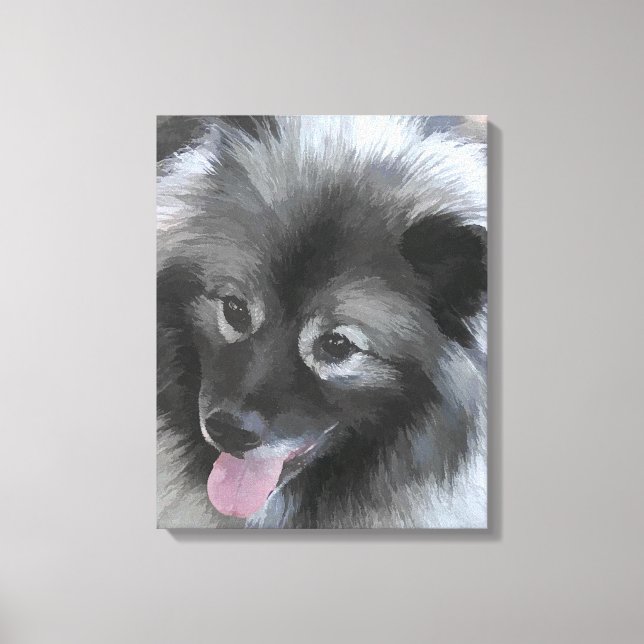 Keeshond Bailey Painting - Cute Original Hund Art Canvastryck (Framsida)
