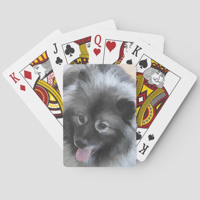 Keeshond Bailey Painting - Cute Original Hund Art Casinokort (Baksidan)