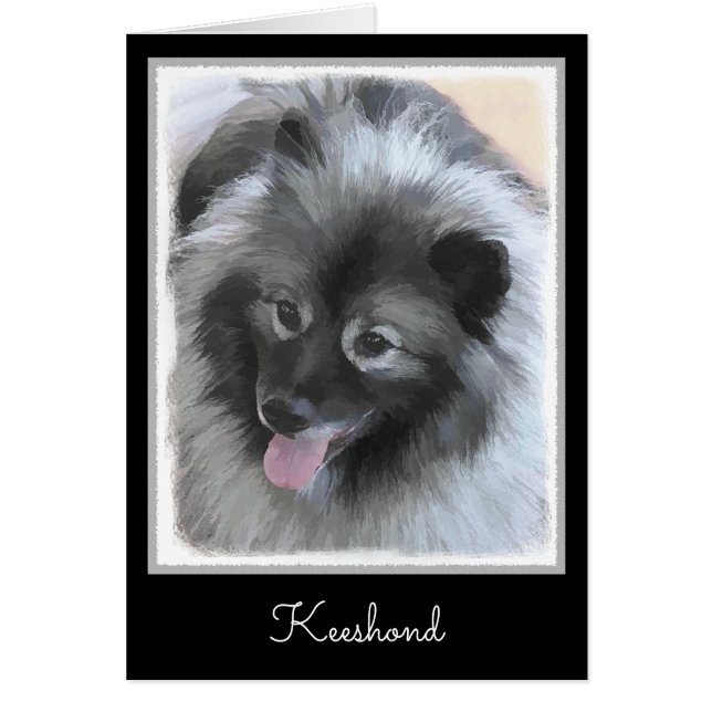 Keeshond Bailey Painting - Cute Original Hund Art Hälsningskort (Framsidan)