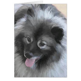 Keeshond Bailey Painting - Cute Original Hund Art Hälsningskort