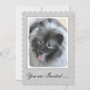 Keeshond Bailey Painting - Cute Original Hund Art Inbjudningar