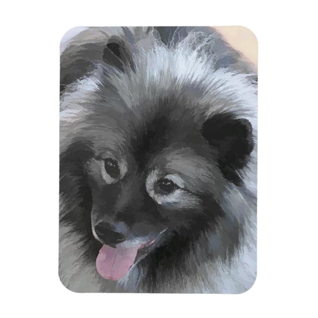 Keeshond Bailey Painting - Cute Original Hund Art Magnet (Vertikal)