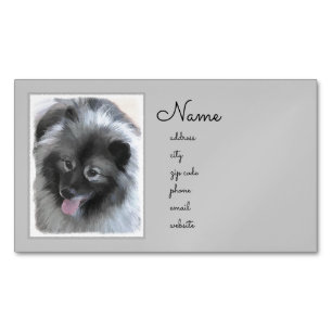 Keeshond Bailey Painting - Cute Original Hund Art Magnetiska Visitkort
