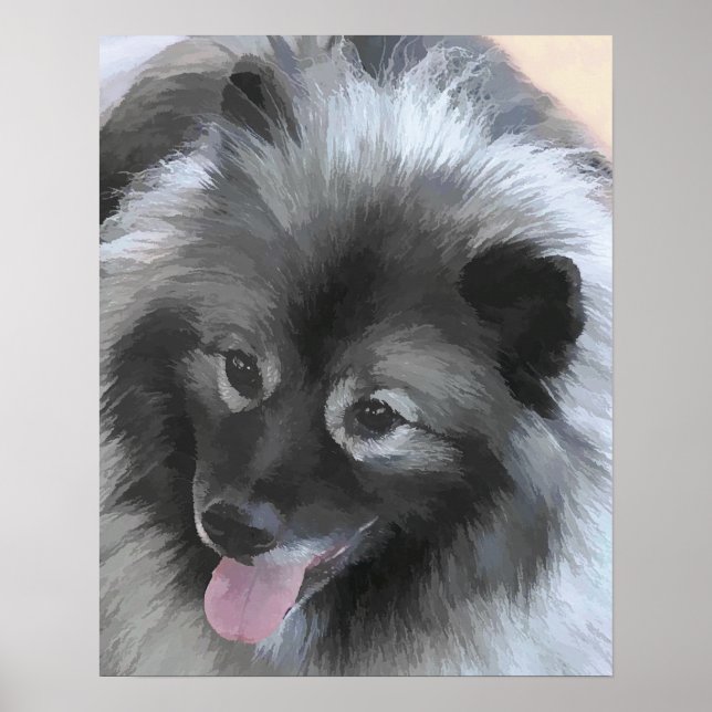 Keeshond Bailey Painting - Cute Original Hund Art Poster (Framsidan)