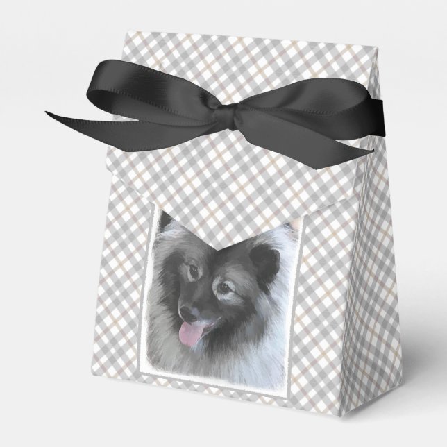 Keeshond Bailey Painting - Cute Original Hund Art Presentaskar (Framsidan Sidan)